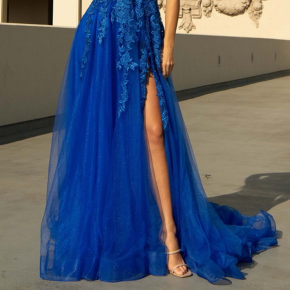 ROYAL BLUE PROM PARTY EVENING FOMAL open back DRESS A-LINE LONG GREEN GOWN AC014 - Picture 2 of 9